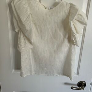 THML Cream Textured Ruffle Sleeve Blouse